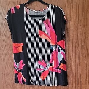 Floral Black and Pink Women's Top